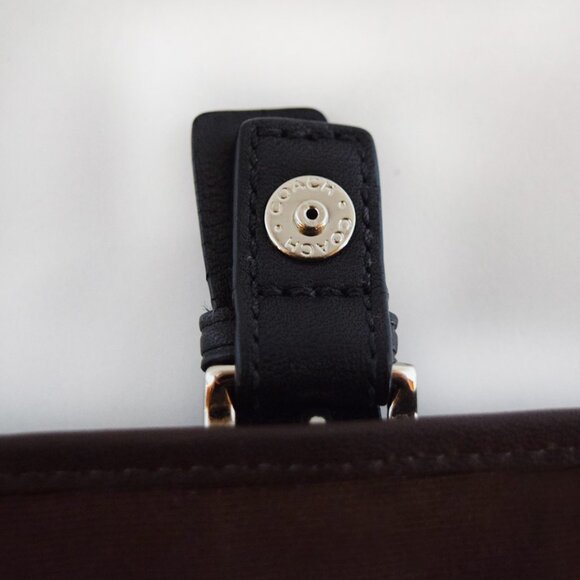Coach Black Leather Wristlet With Brown Trim - Picture 14 of 15